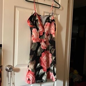 Charlotte Russe Floral Midi Dress - Black and Pink